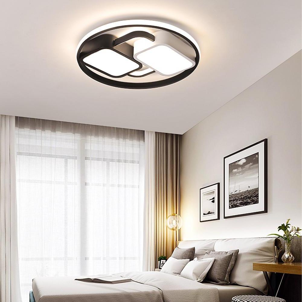Geometric Dimmable LED Flush Mount Ceiling Light Black Metal Acrylic