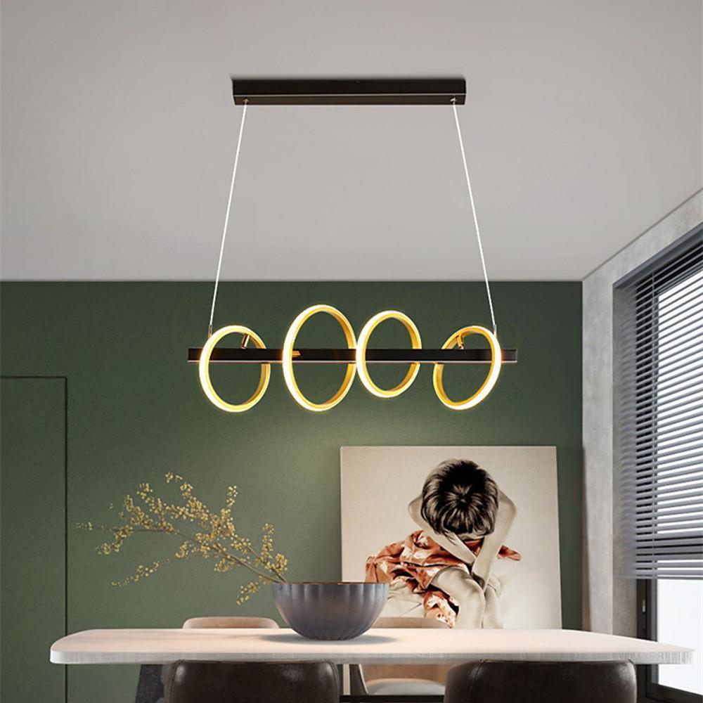 4-Ring LED Gold Chandelier Modern Island Pendant Light