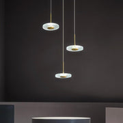 Gold Circular Pendant Light with Acrylic Shade LED Ambient Lighting