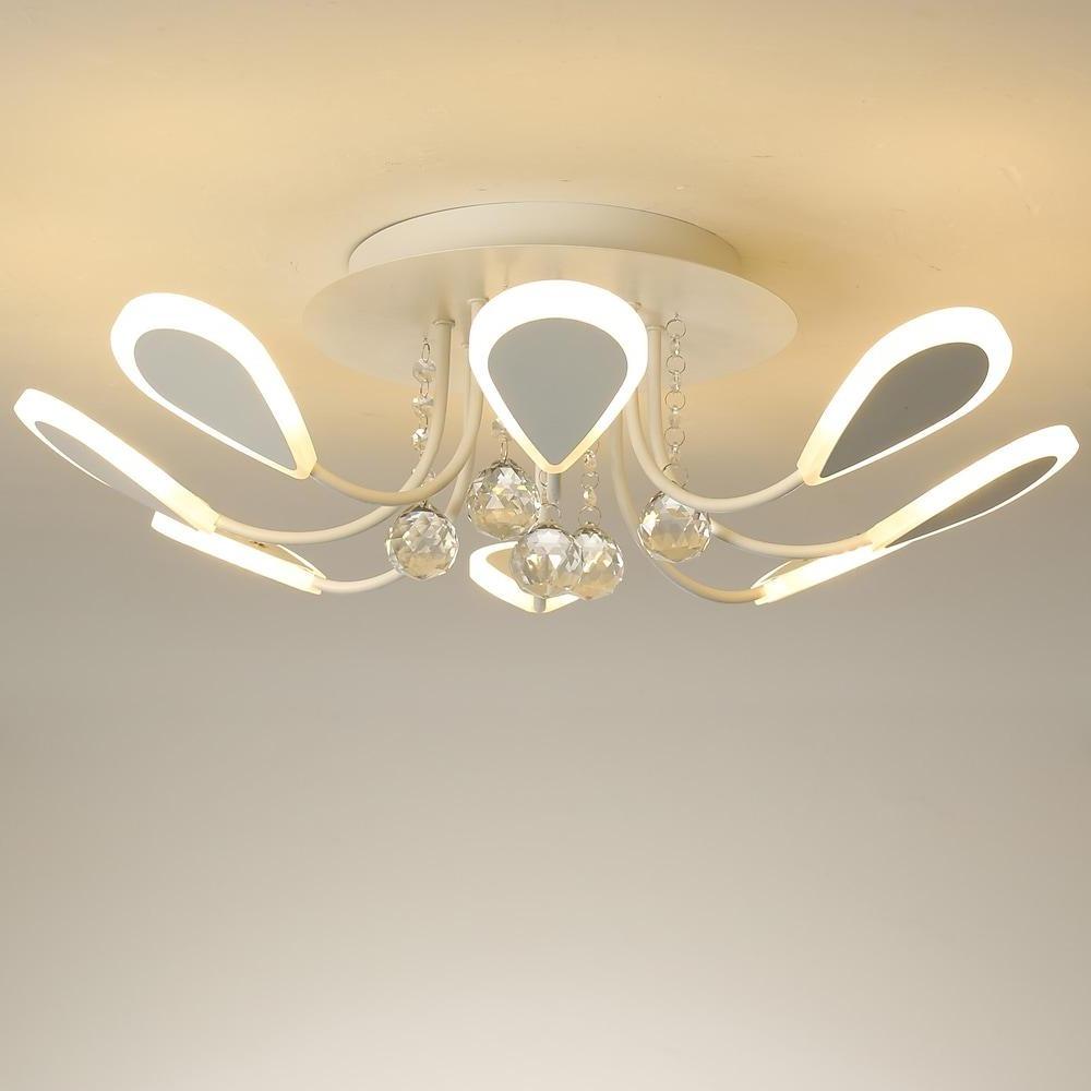 Modern Crystal Flush Mount Ceiling Light – 8-Light LED Fixture