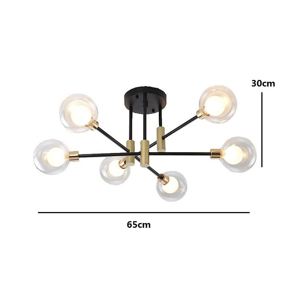 Modern Sputnik Flush Mount Ceiling Light with Metal & Glass Shade