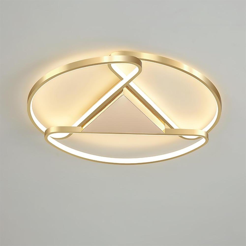 Geometric Circle LED Flush Mount Ceiling Light – Gold Metal Finish