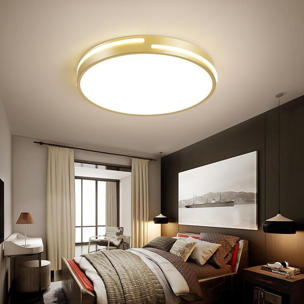 Minimalist Round Dimmable LED Flush Mount Ceiling Light - Gold