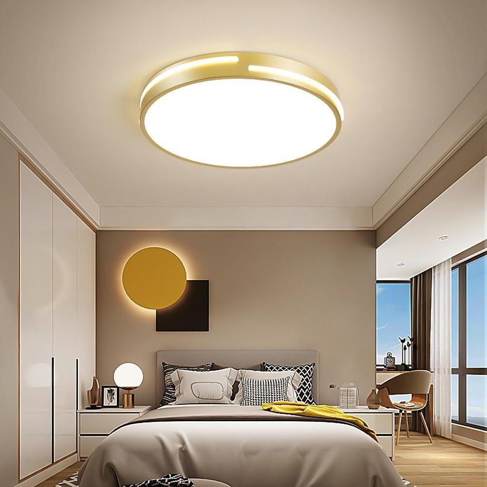 Minimalist Round Dimmable LED Flush Mount Ceiling Light - Gold
