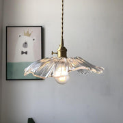 Nordic Flower Glass Pendant Light with Electroplated Copper Finish