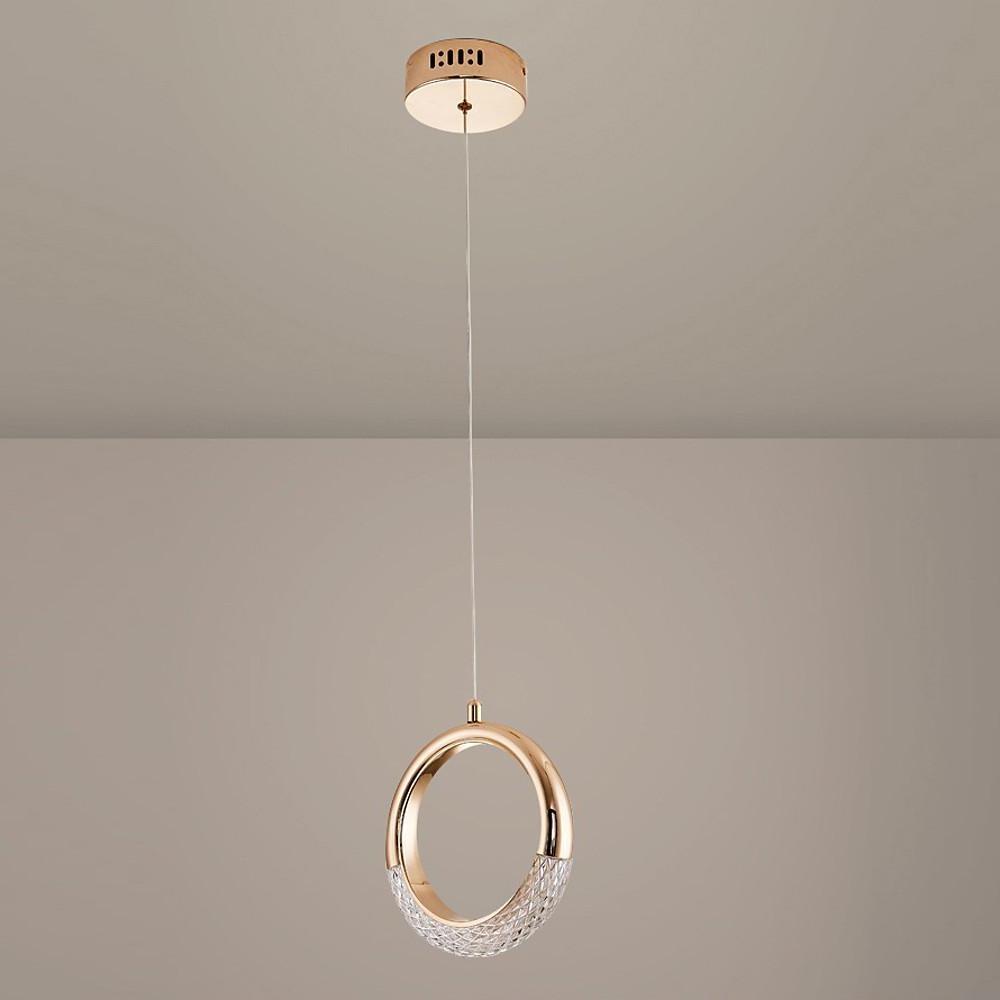Modern Ring Pendant Light LED Electroplated Metal Hanging Lamp