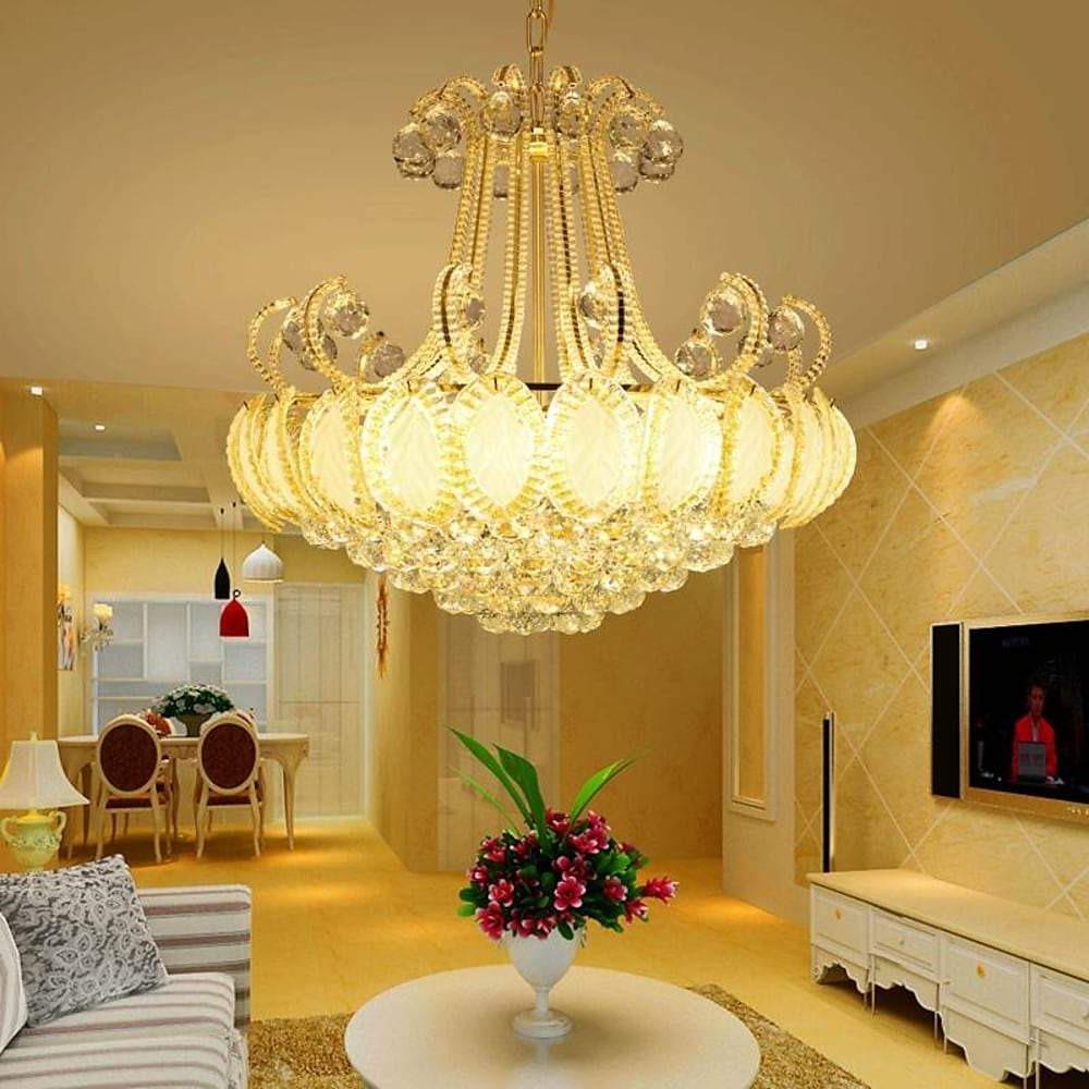 8-Light Crystal Chandelier - Modern Vintage Gold Silver Metal Frame
