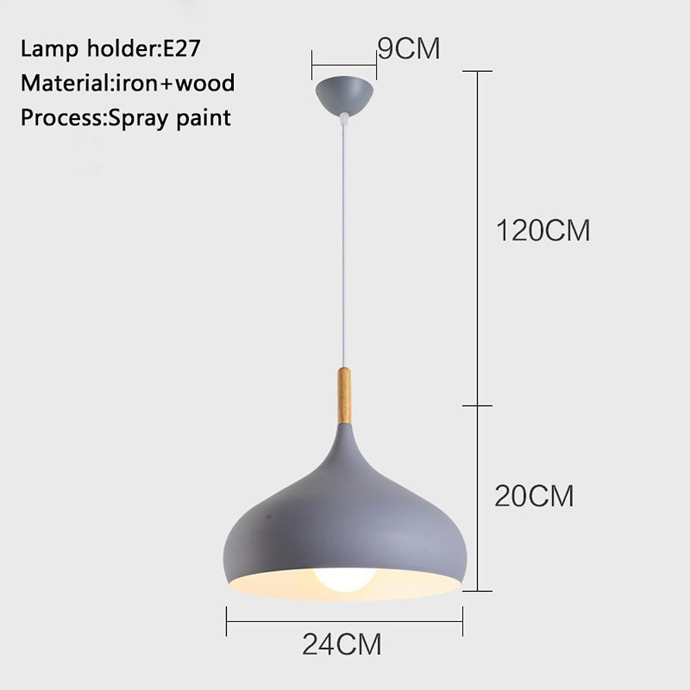 Retro Cone Pendant Light Metal Wood Kitchen Island Lighting
