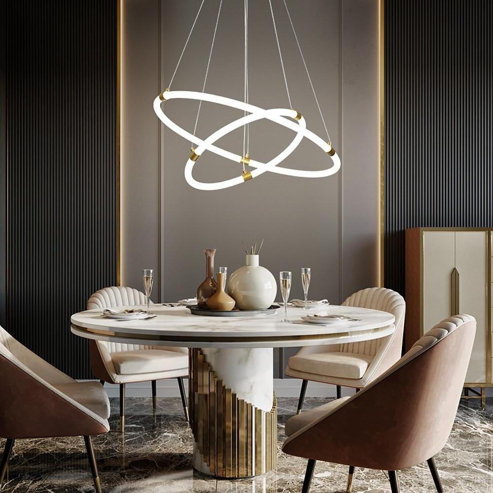 Modern Circular LED Chandelier - 2/3-Light Gold Metal & Acrylic