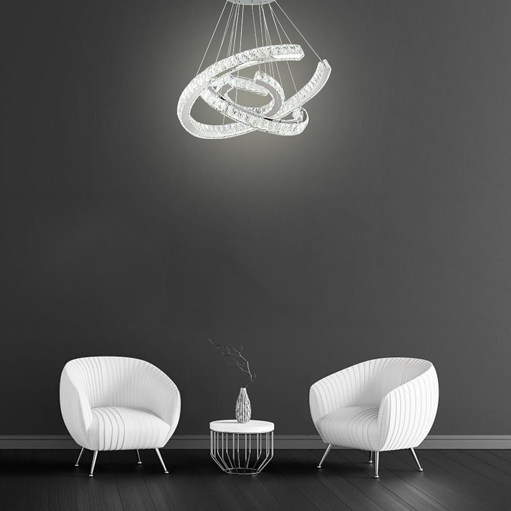 Wave Crystal Chandelier with Stainless Steel Finish - 3-Light LED