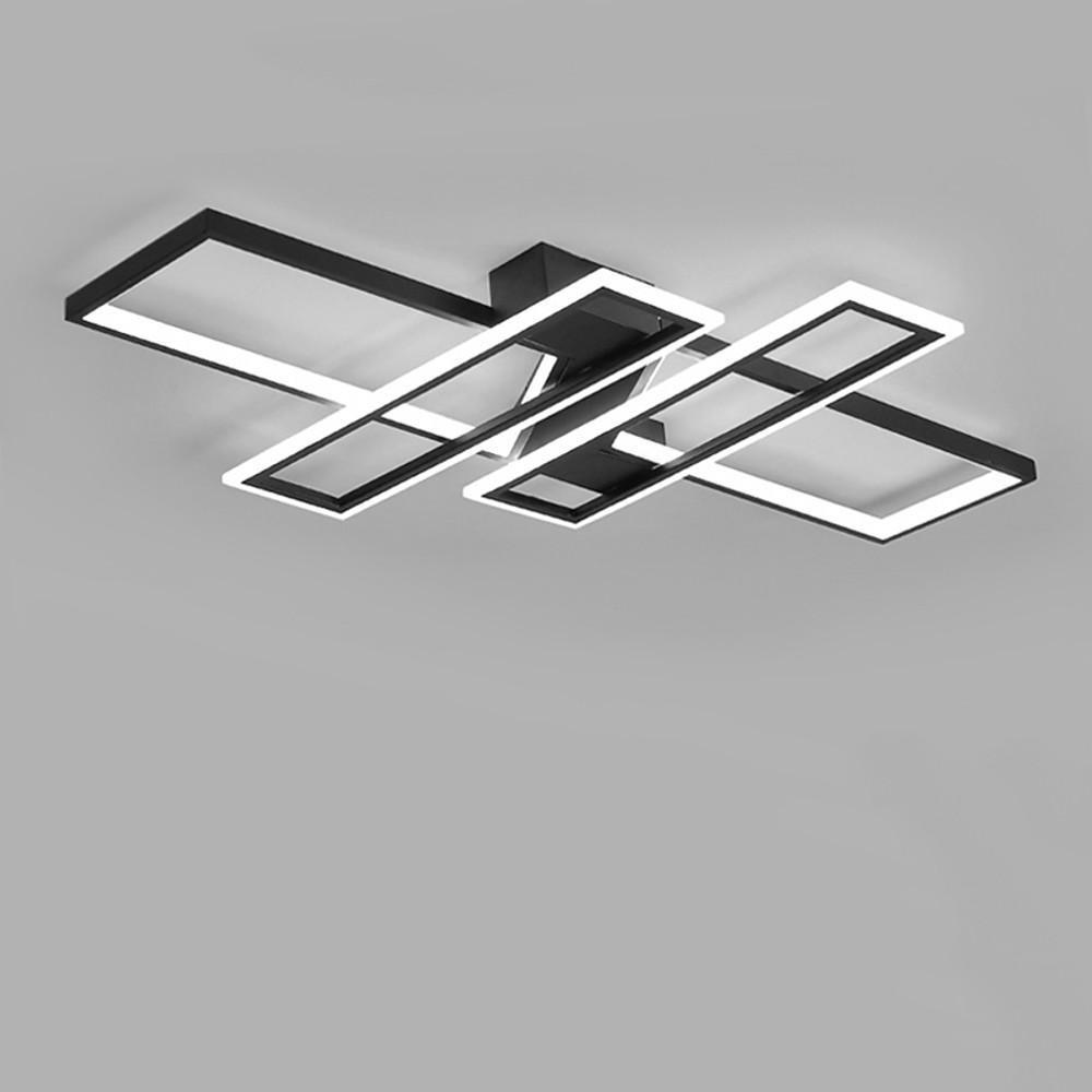 Modern 4-Rectangle LED Flush Mount Ceiling Light in Black