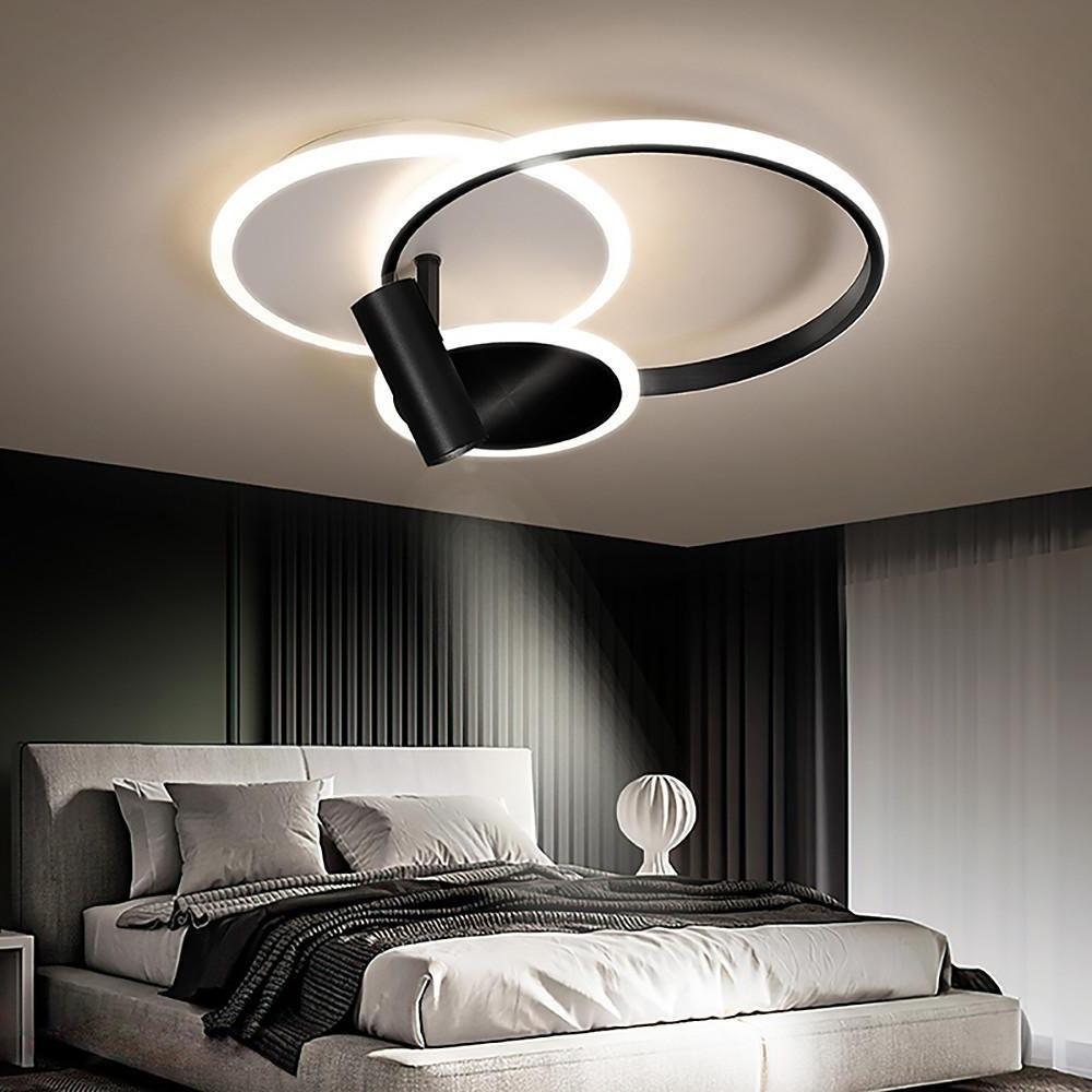 Modern LED Ring Flush Mount Ceiling Light with Adjustable Spotlights