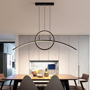 Modern Curved Circle Pendant Light Metal & PVC LED Dining Kitchen