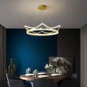 Modern LED Crown Chandelier - Geometric Metal Pendant Light