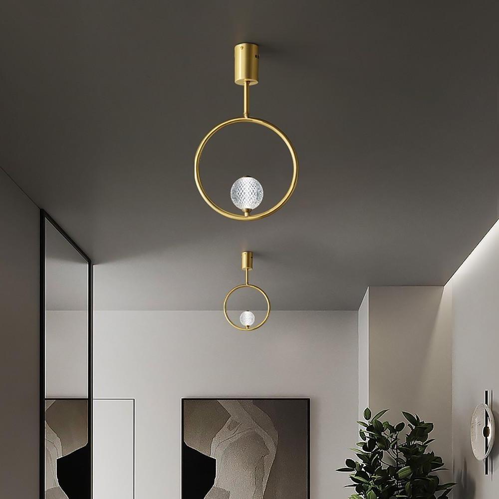 Ring Globe Acrylic Flush Mount Ceiling Light - Brass Finish