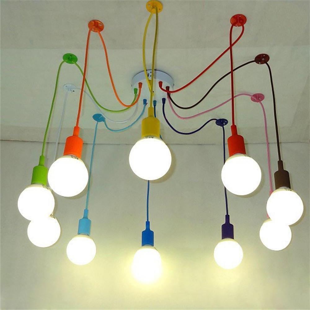 10-Light Adjustable Spider Pendant Light Industrial Metal Chandelier