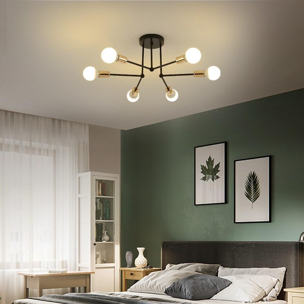 6-Light Modern Semi-Flush Ceiling Light - Metal Finish E27