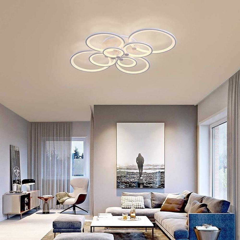 Modern Semi Flush Mount Light with Overlapping Rings - LED Ceiling