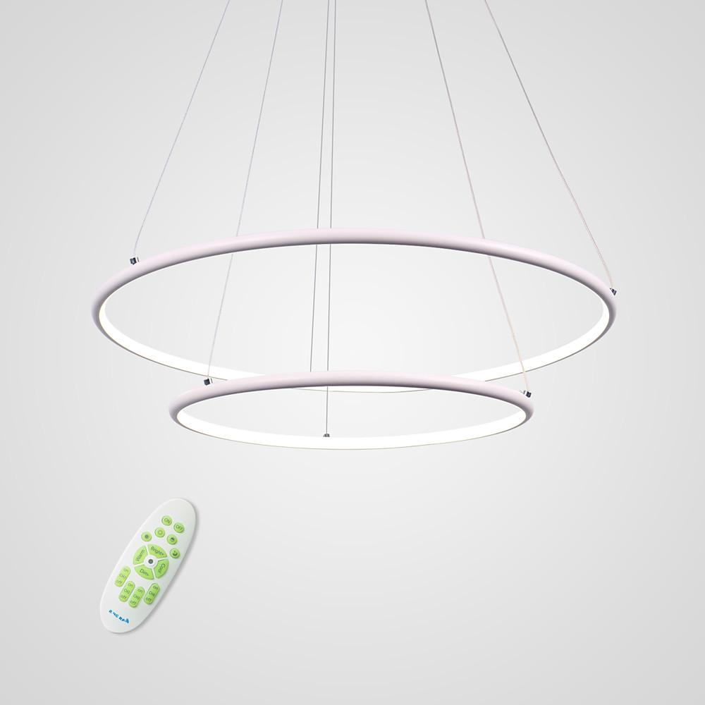 Modern LED Chandelier 2-Ring Geometric Adjustable Pendant Light
