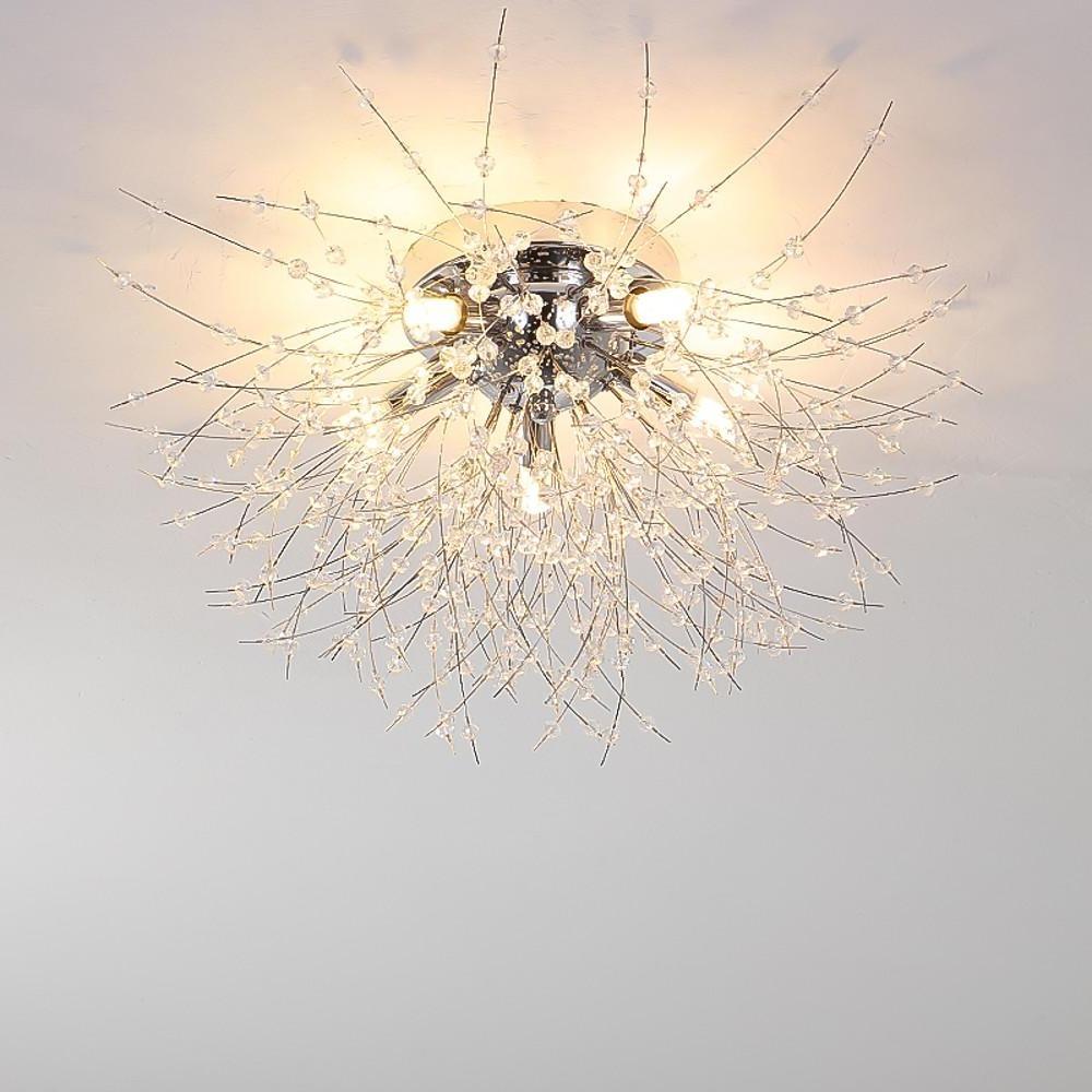 5-Light Crystal Flush Mount Ceiling Light Modern Firework Design