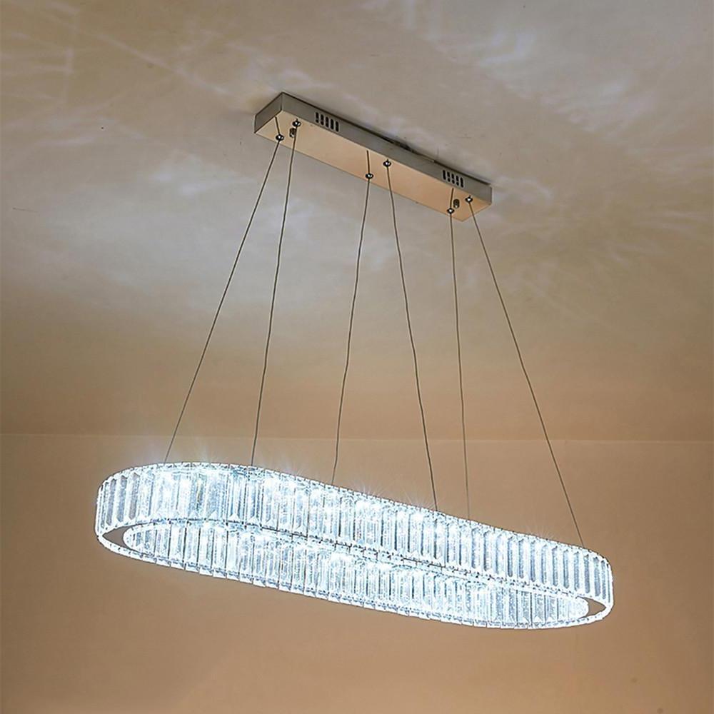 Oval Crystal Chandelier with Chrome & Gold Finish LED Pendant