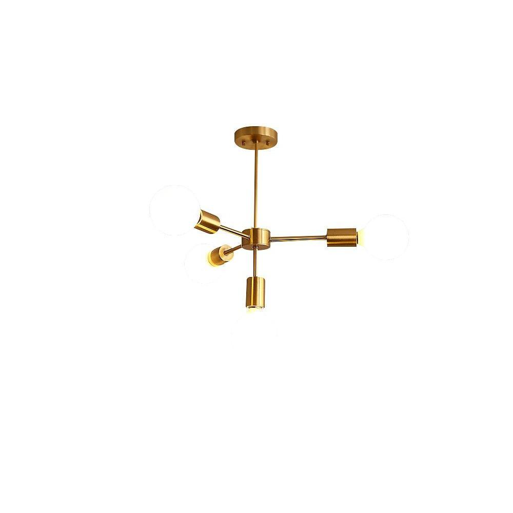 Modern Gold 4-Light Pendant – Industrial Iron Ceiling Fixture 27"