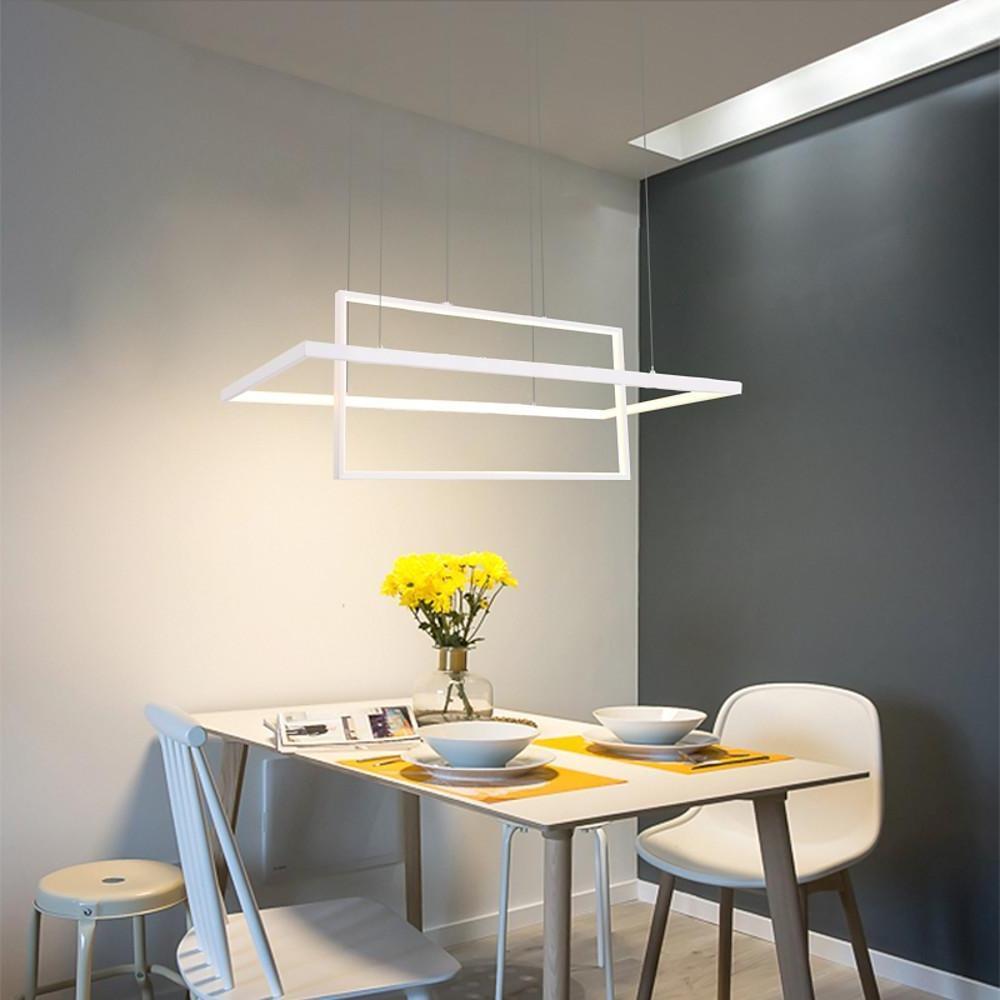 2-Tier Rectangular LED Pendant Light Modern Aluminum Black White