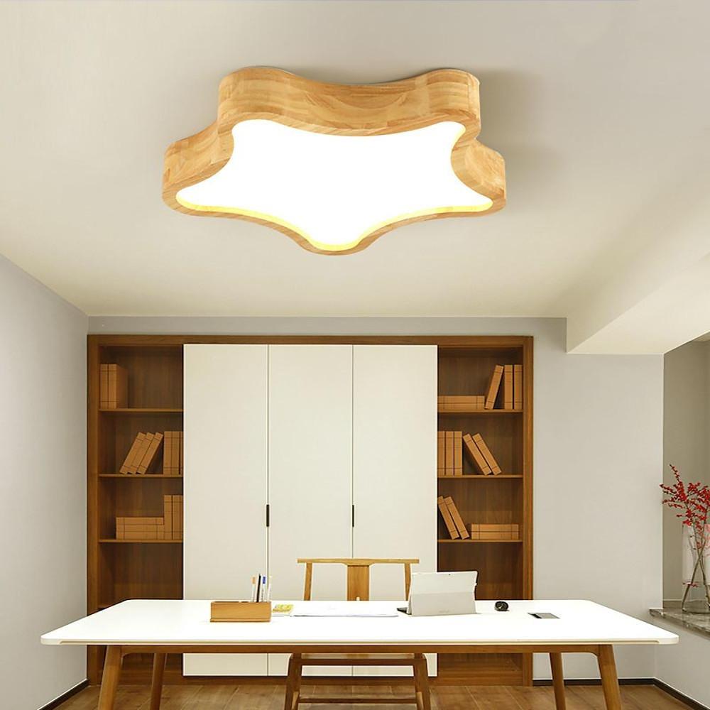 Nordic Star Flush Mount LED Ceiling Light | Wood Finish Kids Room