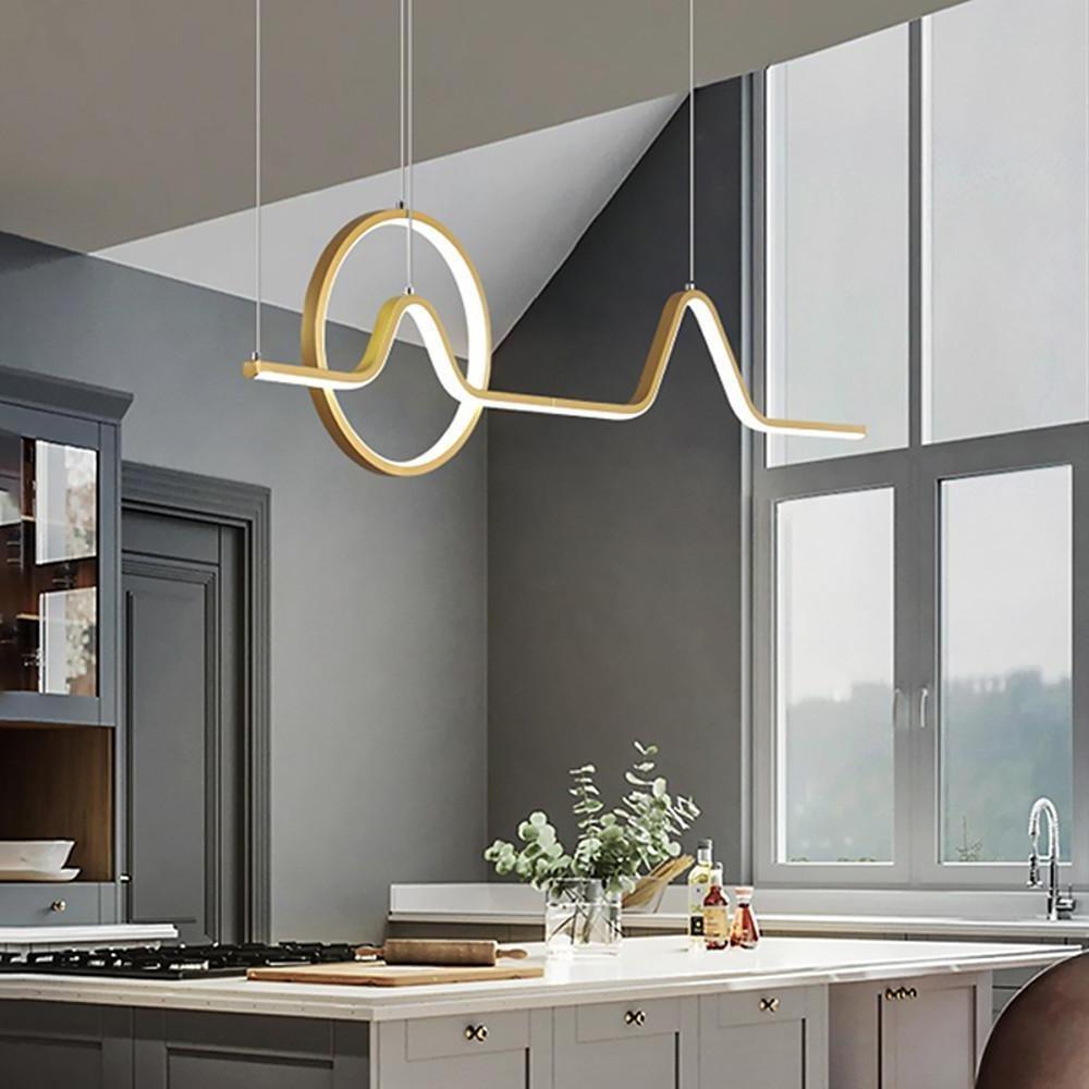 Modern Circular Linear Dimmable LED Chandelier – Aluminum Finish