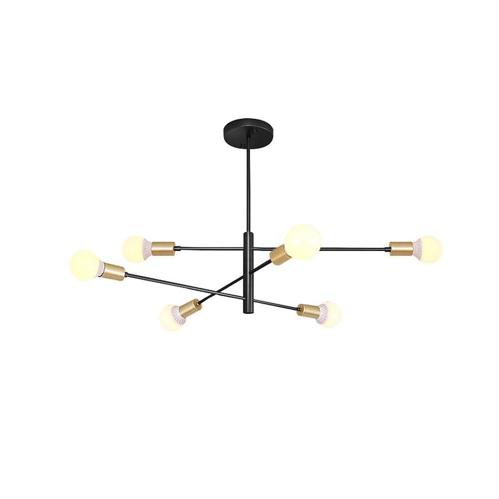 Modern 6-Light Sputnik Chandelier - Black & Gold - 41" Dia