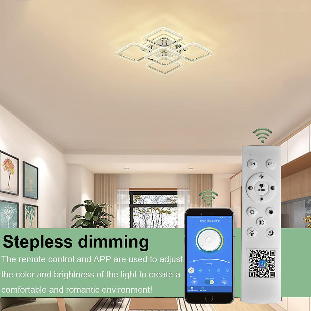 Modern Square Flush Mount LED Ceiling Light – Acrylic & Metal