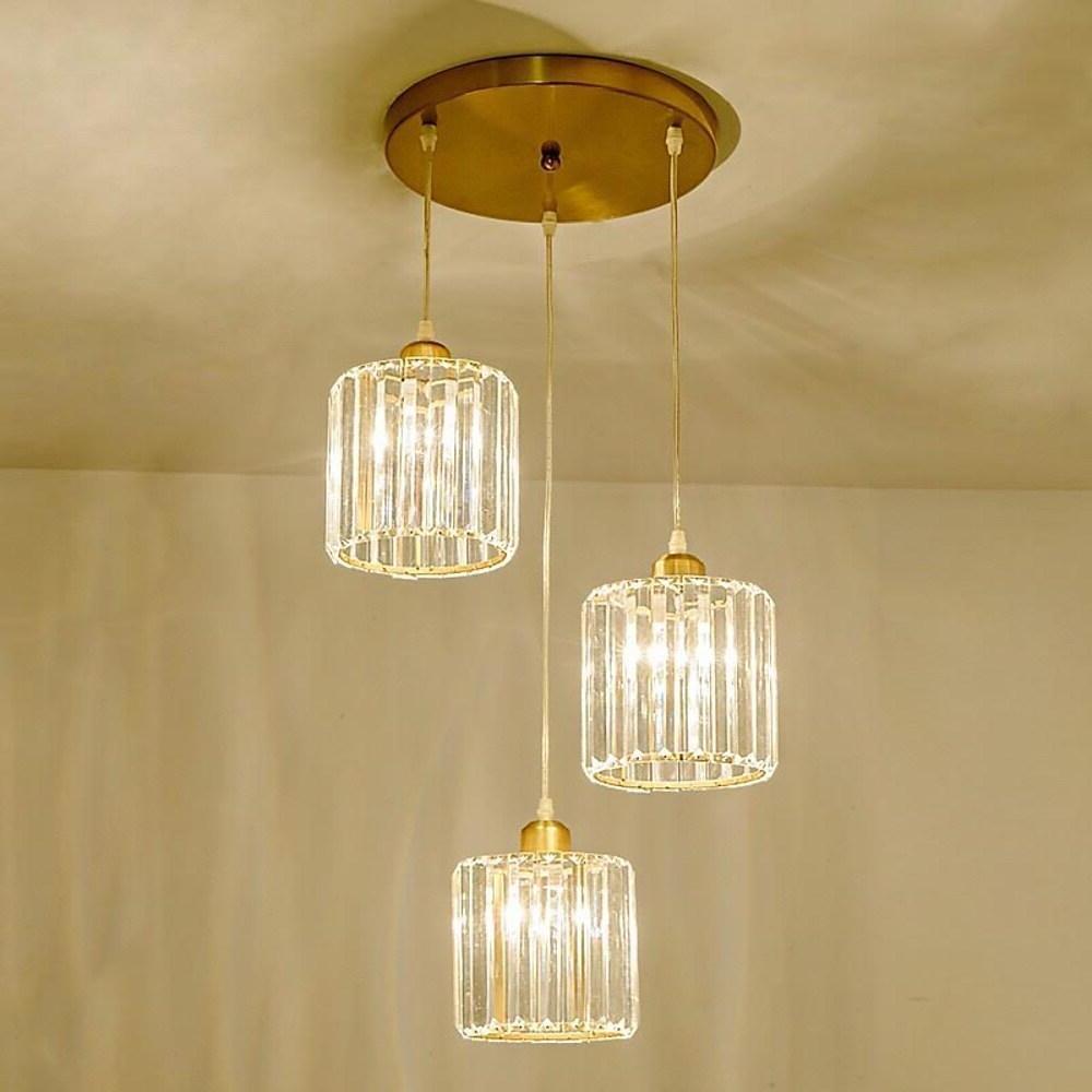 3-Tier Crystal Island Chandelier with Adjustable Chain