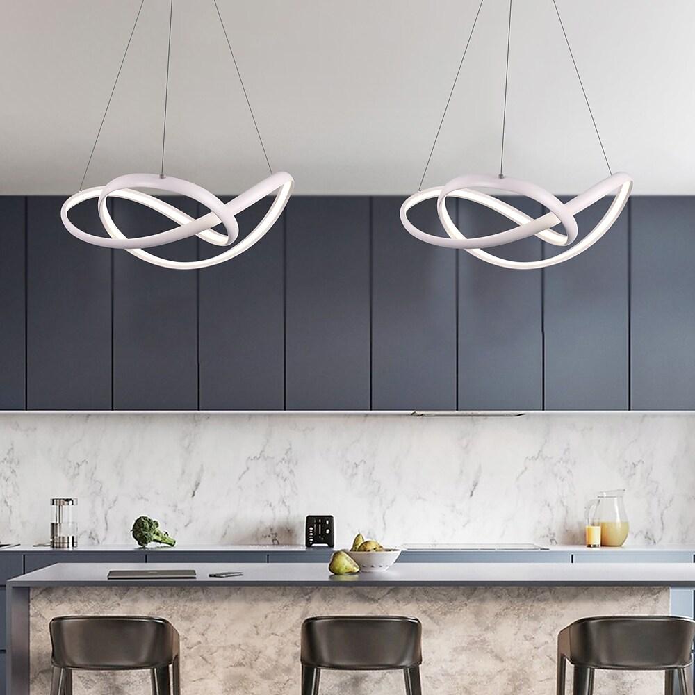 Curved Modern LED Pendant Light Dimmable Adjustable Metal