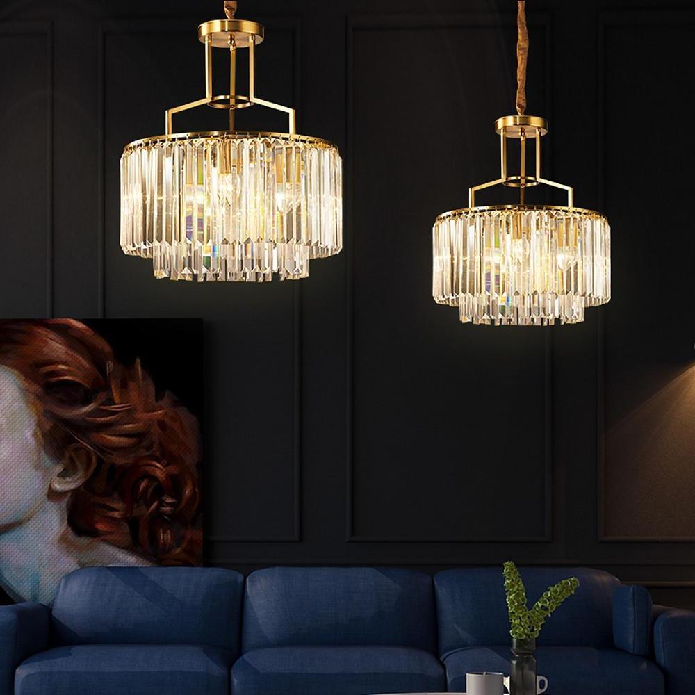 Crystal Nordic Chandelier with Copper Frame and LED Lighting