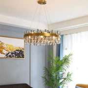 Modern Crystal Chandelier with Brass Finish - 8 to 16 Light