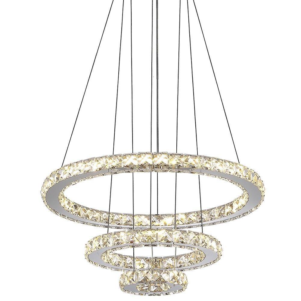3-Ring Adjustable Crystal Chandelier Modern LED Ceiling Light