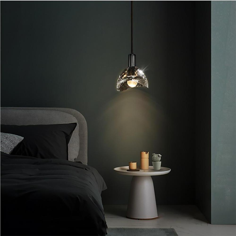 Nordic Crystal Pendant Light with Copper Finish & Integrated LED