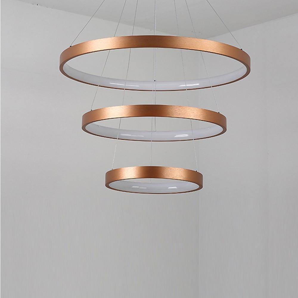 Bronze 3-Tier Ring Chandelier Dimmable LED 59" Adjustable