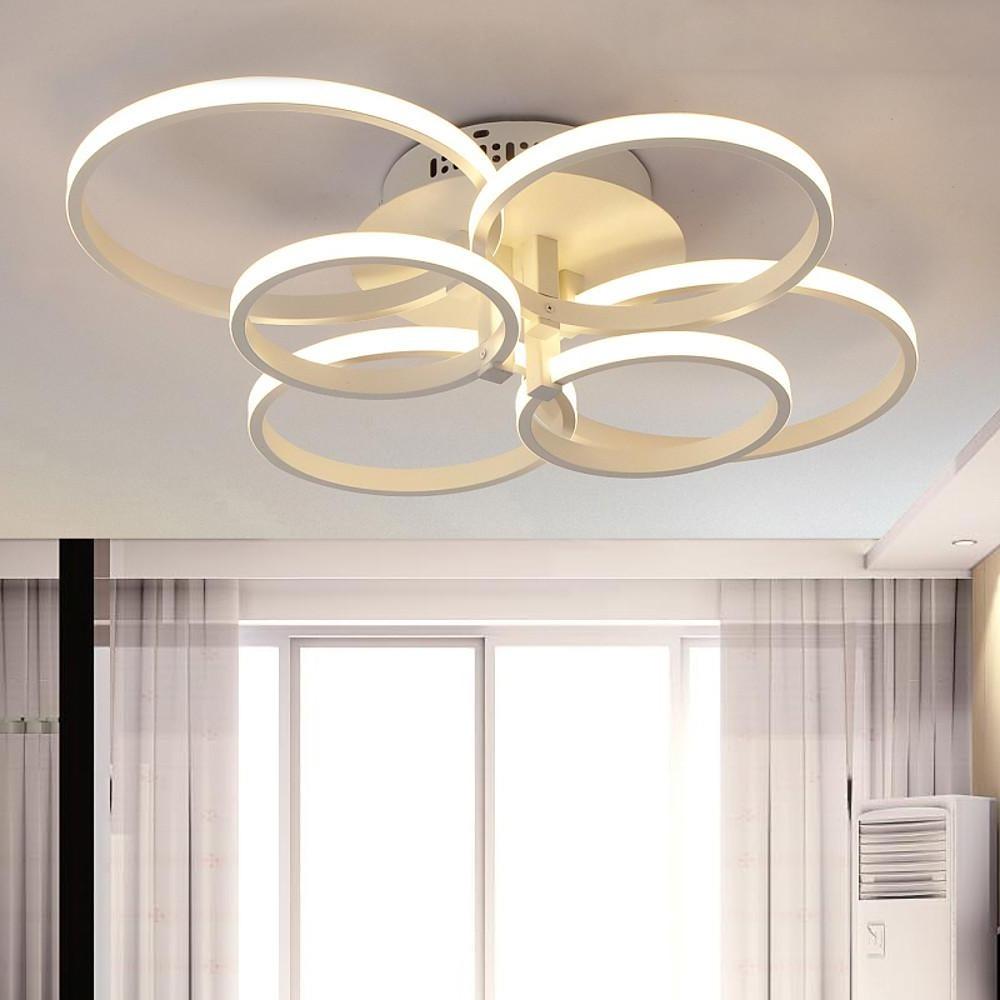 Modern 6-Light LED Flush Mount Ceiling Light - Metal & Silica Gel