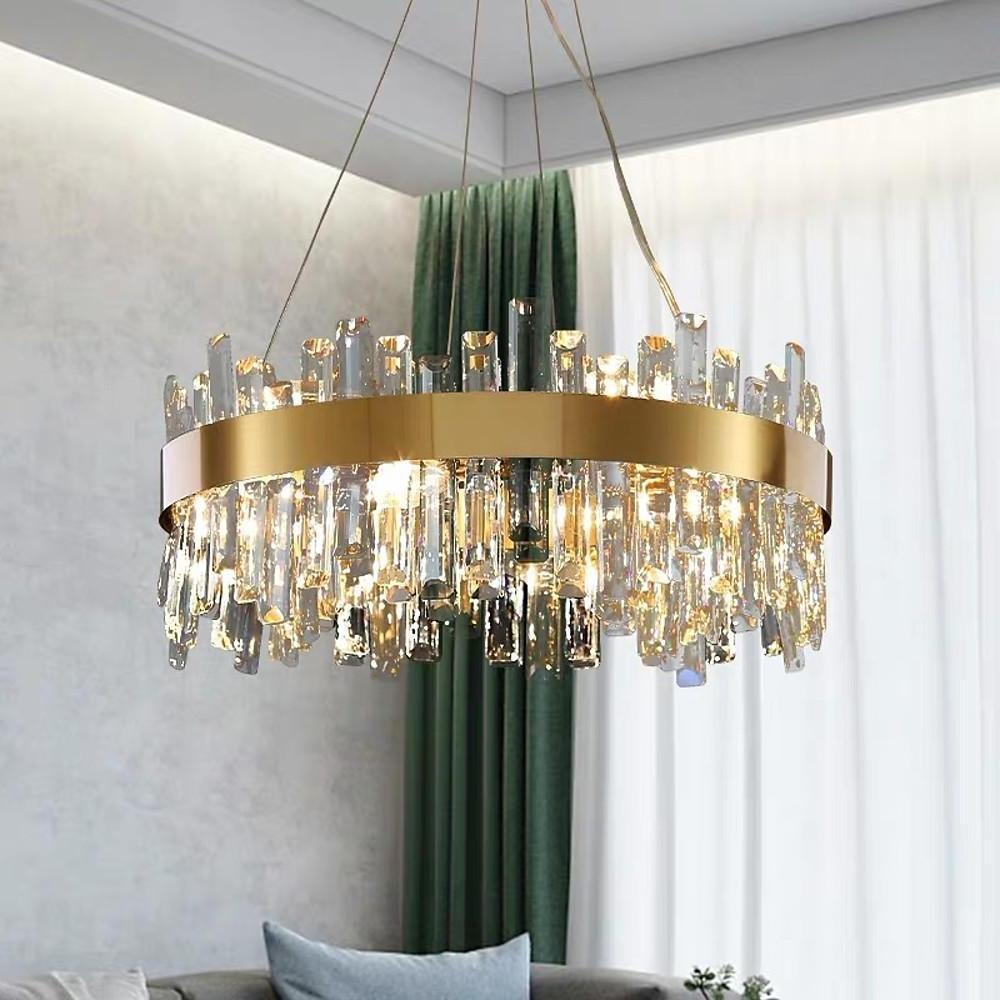 Modern Crystal Chandelier with Brass Finish - 8 to 16 Light