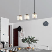 Crystal Square Pendant Light Metal Contemporary Ceiling Fixture