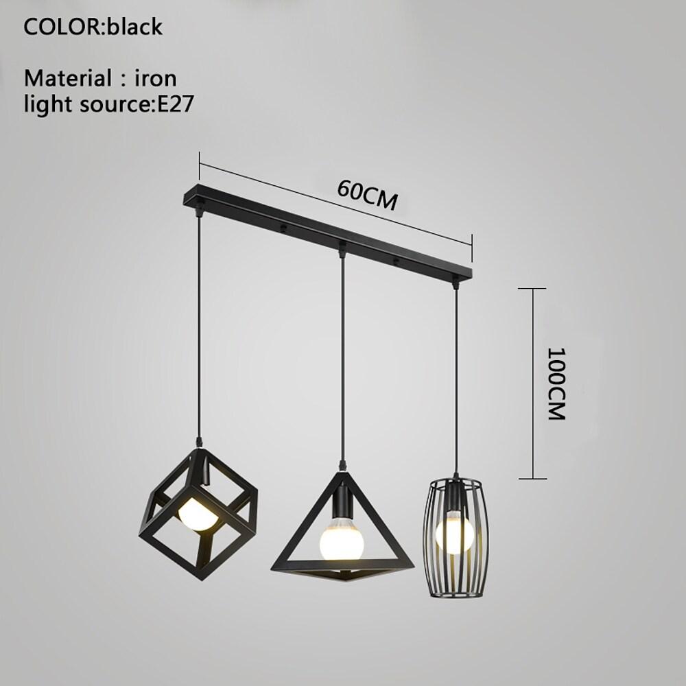 Geometric Black Metal LED Pendant Light – Adjustable Industrial