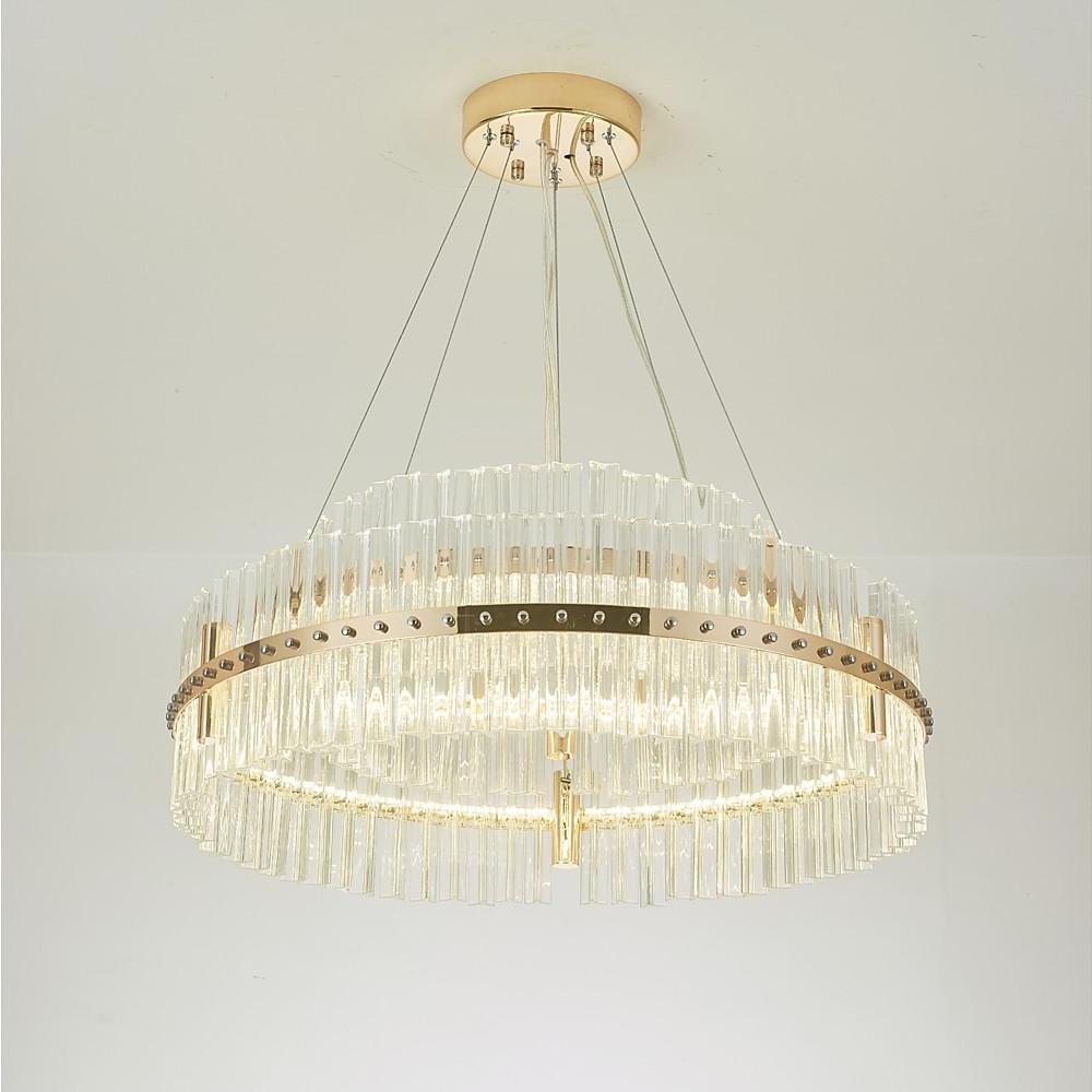 Crystal Chandelier Gold Finish LED Ceiling Light Round Design