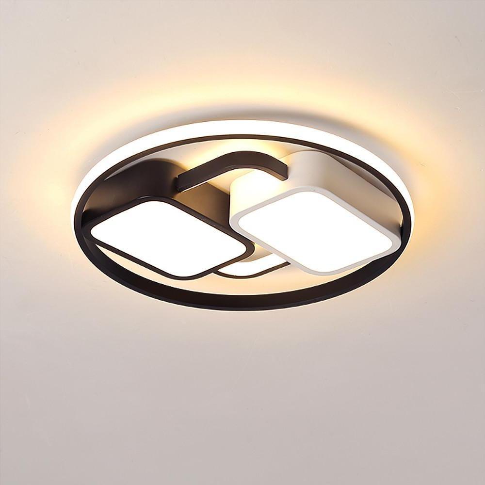 Geometric Dimmable LED Flush Mount Ceiling Light Black Metal Acrylic