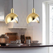 Industrial Semi-Globe Metal Glass Pendant Light