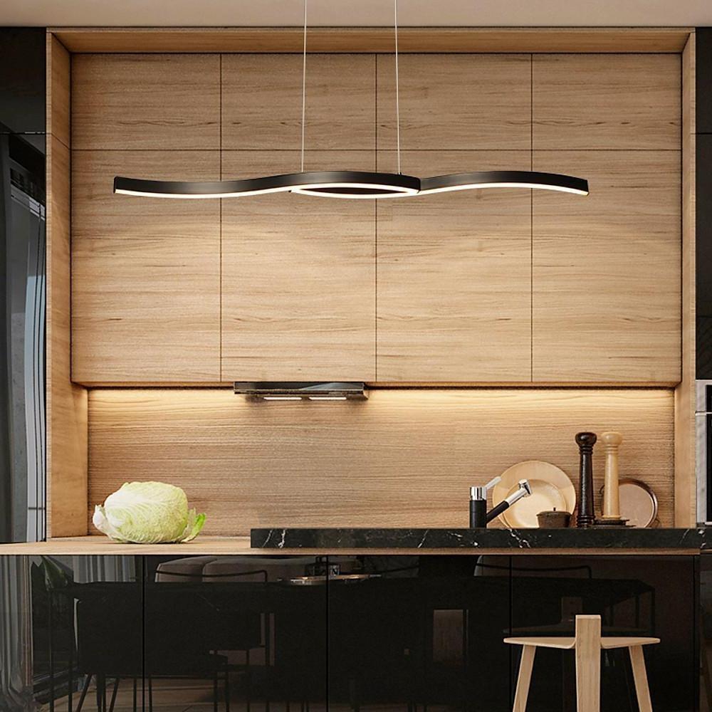 Dual Wave Modern Pendant Light Metal PVC 2-Light Chandelier