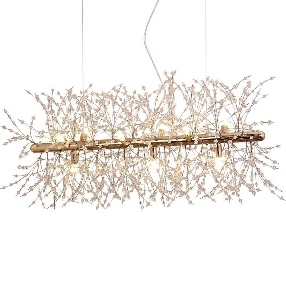 Modern Crystal Branch Pendant Light – Electroplated Metal E26/E27