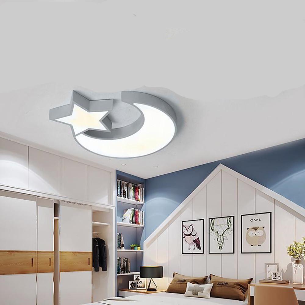 Star Moon Flush Mount LED Ceiling Light Dimmable Kids Bedroom