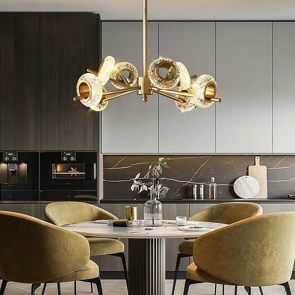 Modern Crystal Sputnik LED Chandelier Gold Electroplated Finish