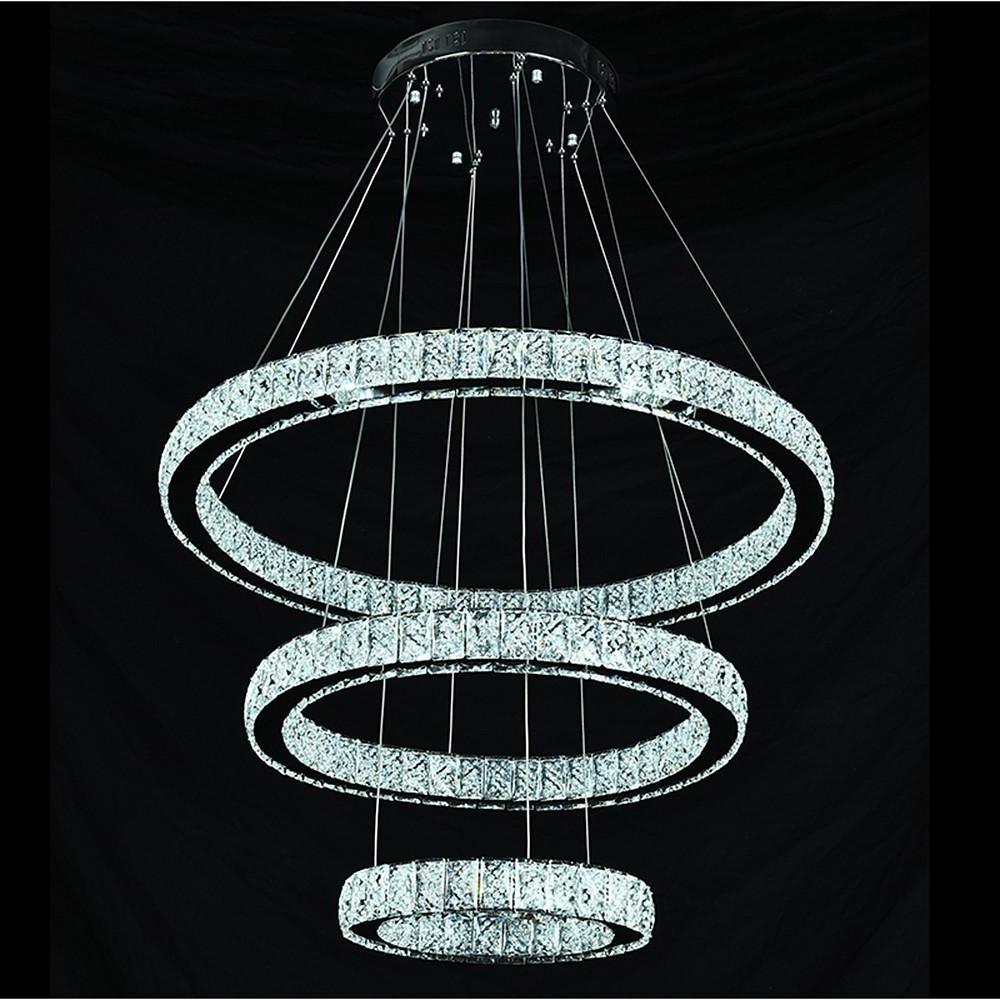 Modern Geometric Circle Crystal Chandelier LED Ceiling Light